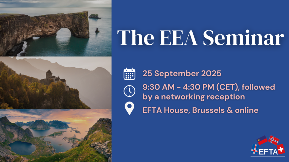 Bilde av EFTA Sekretariatet med informasjon om EØS-seminaret