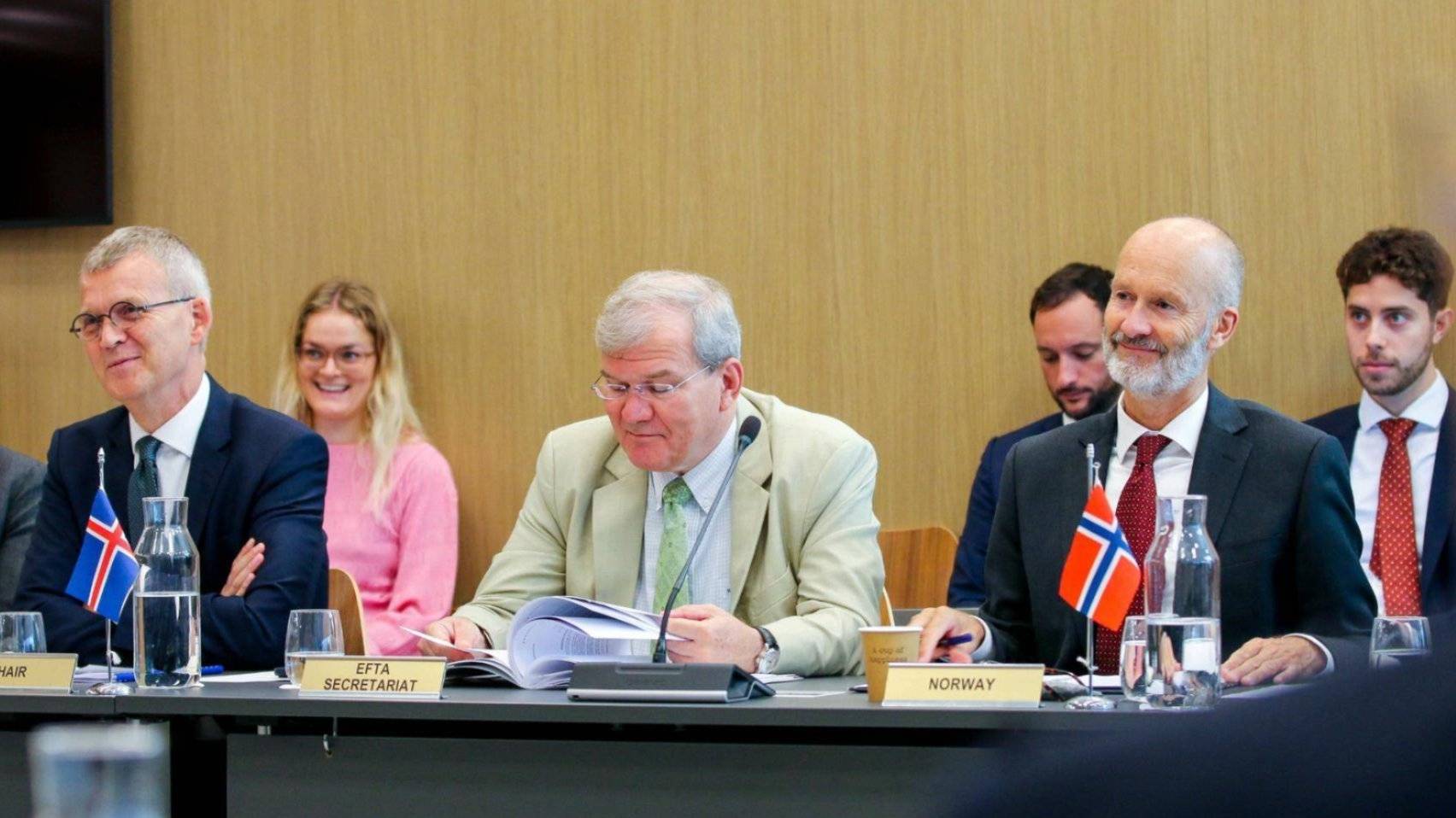 Bilde fra møtet i EØS-komiteen.