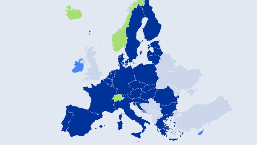 Bilde av et kart over Schengen