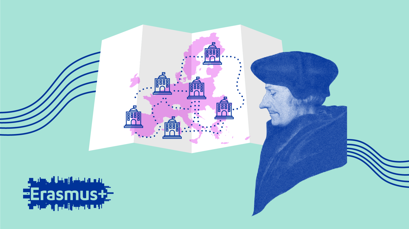 illustrasjon for for Erasmus+ samarbeidet